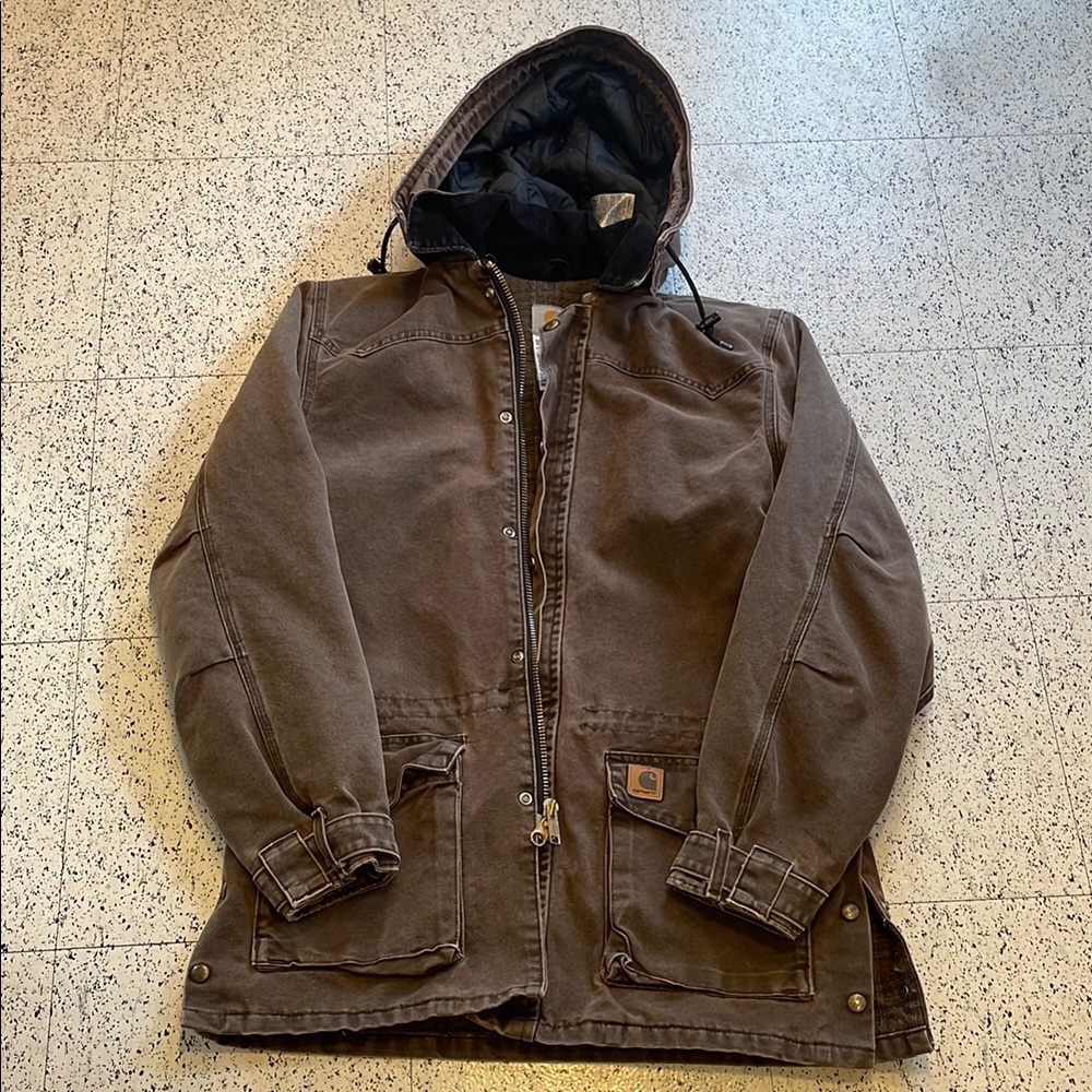 Carhartt Men's Brown Hooded Military Jacket